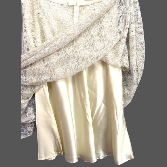 Lace Prom Party Dress S/M White Midi Rhinestone Bead Fairy Western Babydoll NWT - Picture 5 of 12